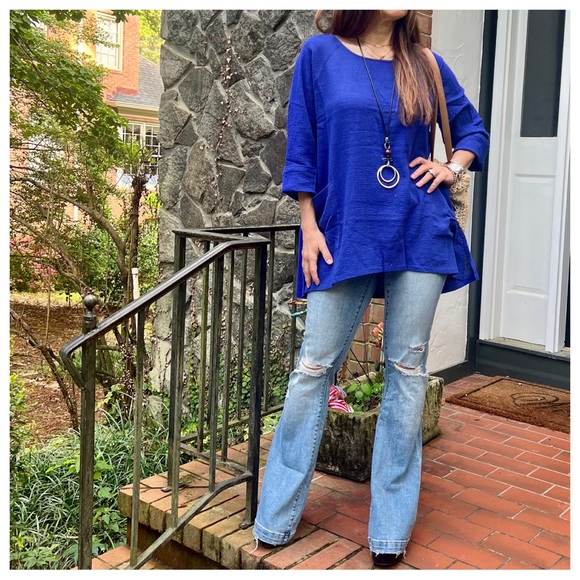 22 Boho Cotton Gauze Front Pockets Tunic Top - Picture 5 of 7